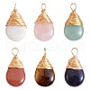 6Pcs 6 Styles Natural & Synthetic Gemstone Brass Pendants G-SZ0002-11-1