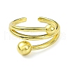 Brass with Cubic Zirconia Open Cuff Ring RJEW-B051-08G-2