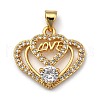 Brass Micro Pave Clear Cubic Zirconia Pendants ZIRC-A013-57G-1