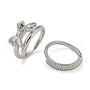 Bowknot Brass Micro Pave Clear Cubic Zirconia Double Rings RJEW-Z050-26P-1