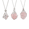 3Pcs 3 Styles 304 Stainless Steel Empty Macrame Pouch Star Moon Pendant Cable Chain Necklace Making NJEW-JN05281-3