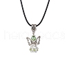 Angel Glass Sead Beaded Pendant Necklaces NJEW-MZ00094-03-2