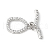 Brass Pave Clear Cubic Zirconia Toggle Clasps KK-U052-09P-1