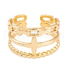 PVD Vacuum Plating 304 Stainless Steel Flower Open Cuff Rings RJEW-G316-17G-2