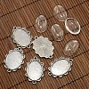 25x18mm Oval Dome Clear Glass Cover and Antique Silver Alloy Cabochon Connector Settings Sets DIY-X0082-AS-NF-1