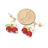Cherry 304 Stainless Steel Handmade Polymer Clay Rhinestone Dangle Stud Earrings EJEW-JE06428-02-4