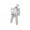 Brass Micro Pave Clear Cubic Zirconia Pendants KK-Z078-33P-1