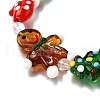 Handmade Lampwork with Glass and Natural Gemstone Christmas Theme Beaded Bracelets for Women BJEW-TA00657-3