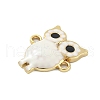 Rack Plating Brass Enamel Owl Connector Charms KK-A234-027G-3
