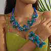 Flower Alloy & Aluminium & Resin Bib Necklaces & Cuff Bangles Sets FS-WG80D75-04-2