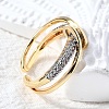 Brass Micro Pave Cubic Zirconia Open Cuff Rings RJEW-D313-09PG-2