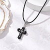 2Pcs 2 Colors Cross Glass Sead Beaded Pendant Necklaces NJEW-MZ00093-4
