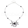 Halloween Spider Pendant Necklaces NJEW-TA00147-02-4