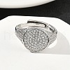 Brass Micro Pave Cubic Zirconia Cuff Rings for Women RJEW-A069-13P-03-2