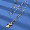 Lock & Key Brass Micro Pave Cubic Zirconia Pendant Neckalces NJEW-C076-16G-2