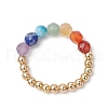 Natural Amethyst & Natural Lapis Lazuli & Natural Apatite & Natural Green Aventurine & Natural Citrine & Brass Beads Chakra Rings RJEW-TA00185-01-4
