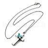 304 Stainless Steel Enamel Butterfly Cross Pendant Urn Ashes Necklaces NJEW-K393-03P-4