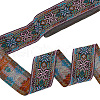 7M Ethnic Style Polyester Flower Jacquard Ribbons OCOR-WH0091-72A-01-1