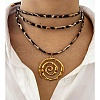 304 Stainless Steel Spiral Pendant Leopard Print Imitation Leather Cord Wrap Necklaces for Women NJEW-K289-02G-2