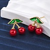Cherry Brass ABS Plastic Pearl Stud Earrings EJEW-U062-04B-02G-3