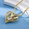 Brass Pave Clear Cubic Zirconia Heart Pendant Necklaces for Women NJEW-K381-07A-G-3