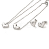 Non-Tarnish Heart 304 Stainless Steel Pendant Necklaces & Bracelets & Stud Earrings Sets for Women SJEW-C004-01P-2