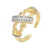 Brass Micro Pave Cubic Zirconia Open Cuff Ring for Women RJEW-F177-03GP-13-2