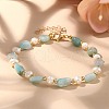 Natural Amazonite Beaded Bracelets BJEW-JB05265-03-6