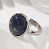 Half Round Natural Sodalite Finger Rings RJEW-M062-01P-09-5