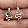 S925 Sterling Silver Clear Cubic Zirconia Snake Stud Earrings QQ4809-7