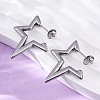 304 Stainless Steel Star Stud Earrings EJEW-B108-17P-3