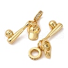 Brass Micro Pave Clear Cubic Zirconia European Dangle Charms KK-P308-45G-2