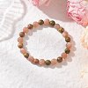 Natural Unakite & Multi-Moonstone Round Beaded Stretch Bracelets for Men Women BJEW-JB11951-01-1