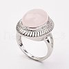 Natural Rose Quartz Finger Rings RJEW-P122-04-2