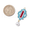 Glass Cylinder Seed Beaded Rhombus Pendants PALLOY-MZ00651-03-2