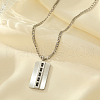 Stainless Steel Black Cubic Zirconia Rectangle Pendant Necklaces for Men TZ0992-2