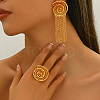 Vintage Alloy Hollowed Sea Shell Shaped Rings & Tassel Earrings Set for Women GH2970-3
