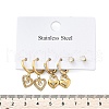 304 Stainless Steel Rhinestone Heart Earring Sets EJEW-Z098-26G-5