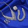 Teardrop Alloy Crystal Rhinestone Bracelets & Earrings & Necklaces & Rings Sets FS-WG0D05A-03-1