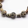 Natural Dalmatian Jasper 3-Hole Guru Bead Strands G-K149-30-2