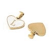 304 Stainless Steel Pave Natural White Shell Heart with Initial Slice Pendants STAS-R168-25G-L-2