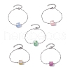 Electroplated Cube Natural Quartz Bead Link Bracelets BJEW-JB10327-1