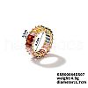 Colorful Plaid Rock Brass Glass Ring JV4971-1-1