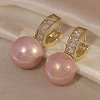 Round Brass Clear Cubic Zirconia Hoop Earrings FS-WG48C1B-01-2