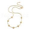 304 Stainless Steel Round Beads Snake Chain Necklaces NJEW-D319-02C-G-4