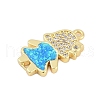 Brass Micro Pave Clear Cubic Zirconia Girl Connector Charms KK-I723-22G-2