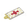 Handmade Glass Seed Beaded Rectangle with Cross Pendants PALLOY-MZ00616-02-3