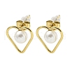 Ion Plating(IP) 304 Stainless Steel Earring Findings with Plastic Peral Beads EJEW-O002-02G-1