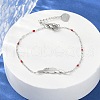 304 Stainless Steel Feather Link Bracelets for Women BJEW-A036-17P-1