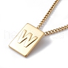 Titanium Steel Initial Letter Rectangle Pendant Necklace for Men Women NJEW-E090-01G-23-1
